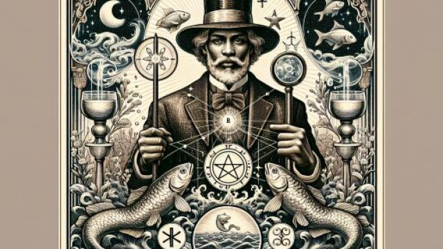 Illustrazione della carta del Mago per il segno dei Pesci. © Immagine creata con Dall-E