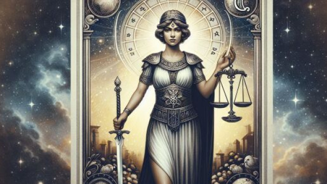 La Giustizia guida la Vergine verso l'equilibrio e l'armonia interiore. © Immagine creata con Dall-E.
