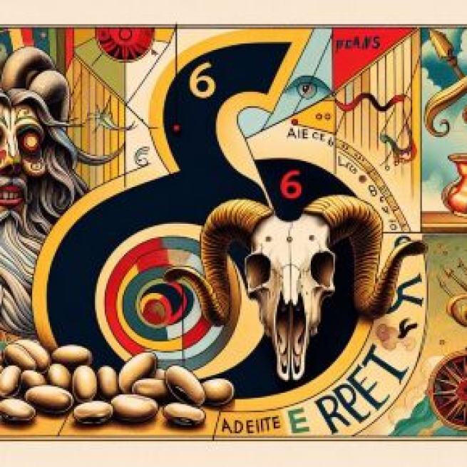 Ariete e il numero della Smorfia napoletana 10: 'e fasule. © Immagine creata con Dall-E