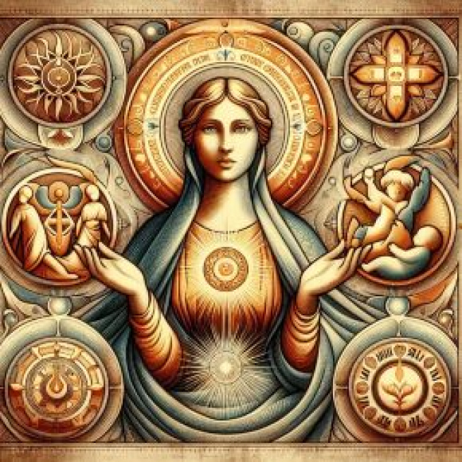 Lo Scorpione e il numero 8 della Smorfia napoletana: la Madonna. © Immagine creata con Dall-E
