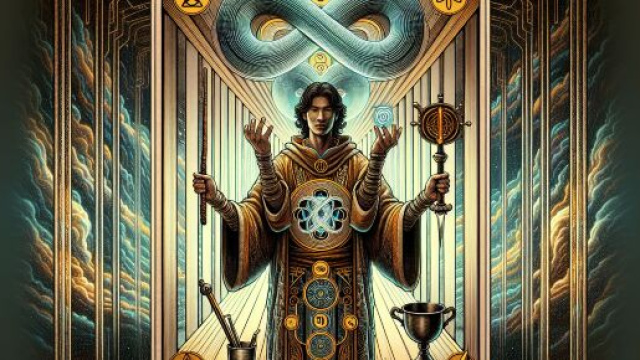 Illustrazione ispirata al segno zodiacale del tarocco del Mago. © Immagine creata con Dall-E