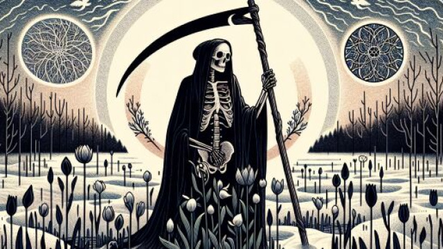 Carta della Morte nei tarocchi e segno del Cancro. &copy; Immagine creata con Dall-E