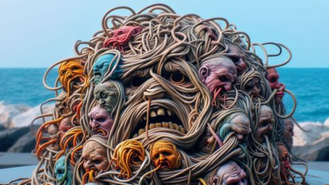 Il numero 22 della Smorfia, 'o mbruoglio, intrecciato nel destino dei Pesci. © Immagine creata con Dall-E