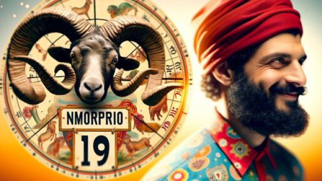 Ariete e il numero 19 della Smorfia napoletana per l'oroscopo di venerdì. © Immagine creata con Dall-E