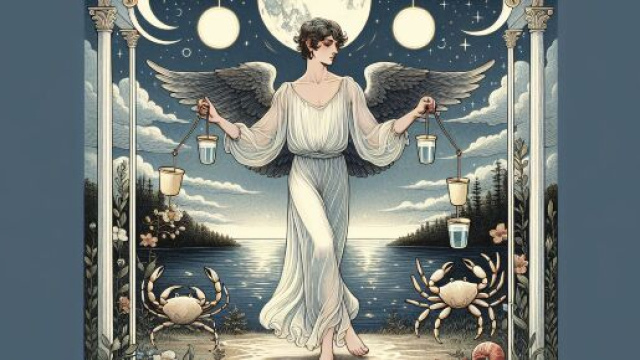 Illustrazione ispirata alla Temperanza dei tarocchi. © Immagine creata con Dall-E