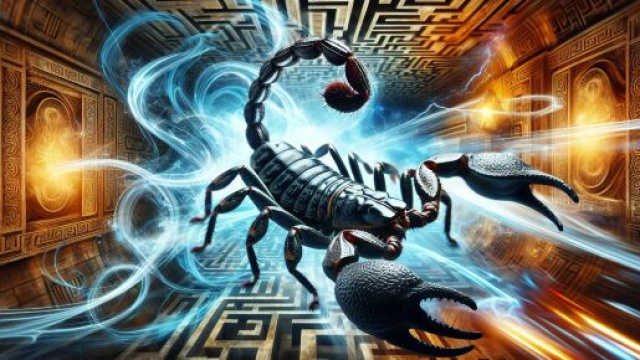 Scorpione assume un ruolo centrale guidando gli altri segni verso una trasformazione profonda. &copy; Immagine creata con Dall-E