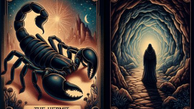 Il tarocco dell'Eremita per il segno dello Scorpione. © Immagine creata con Dall-E