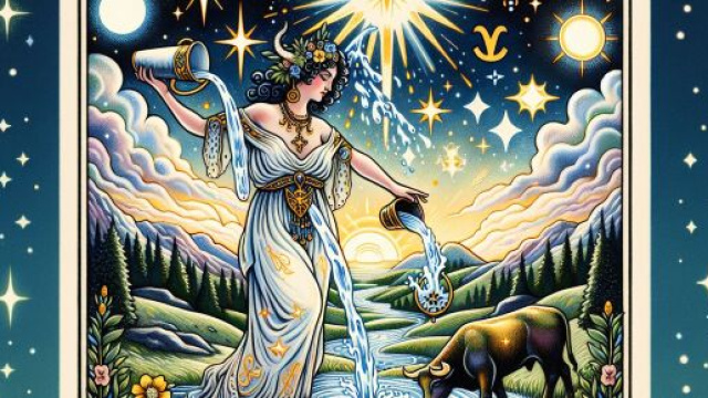 Immagine di una carta dei tarocchi delle Stelle associata a un Toro. © Immagine creata con Dall-E
