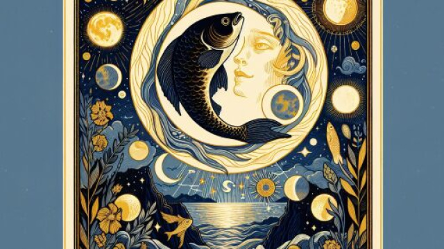 La carta dei tarocchi della Luna rappresenta l'introspezione e la trasformazione per i Pesci. © Immagine creata con Dall-E