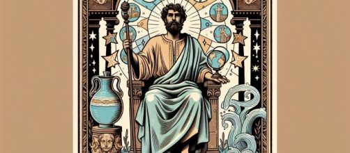 Carta dei tarocchi dell'Imperatore associata al segno Acquario. © Immagine creata con Dall-E