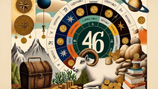 Capricorno e il numero 46 della Smorfia napoletana, simbolo di 'e denare. © Immagine creata con Dall-E