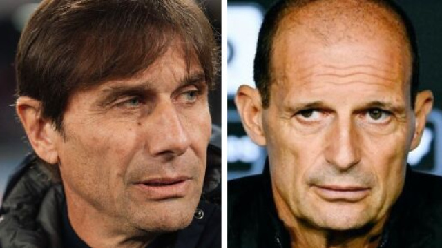 Antonio Conte, allenatore del Napoli. Foto © Napoli. Massimiliano Allegri, ex allenatore della Juventus. Foto © Juventus FC