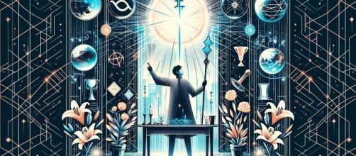 Carta dei Tarocchi: il Mago per l'oroscopo dei Gemelli. © Immagine creata con Dall-E