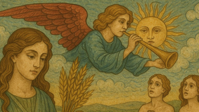Illustrazione ispirata al segno zodiacale della Vergine e al tarocco del Giudizio. © Immagine creata con Dall-E