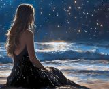 Donna sulla spiaggia osserva il mare e le stelle - © Pixabay