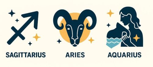 I segni zodiacali Sagittario, Ariete e Acquario © Chatgpt