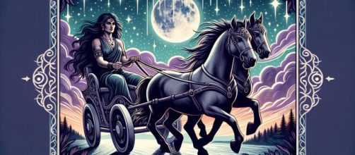 Illustrazione del Carro con i simboli dello Scorpione. © Immagine creata con Dall-E