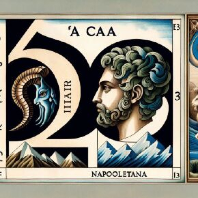 Numero 34 della Smorfia napoletana, 'a capa per il Capricorno. © Immagine creata con Dall-E