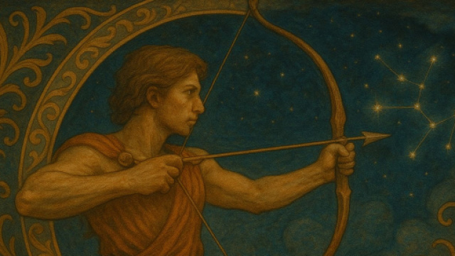 Illustrazione ispirata al segno zodiacale del Sagittario. © Immagine creata con Dall-E