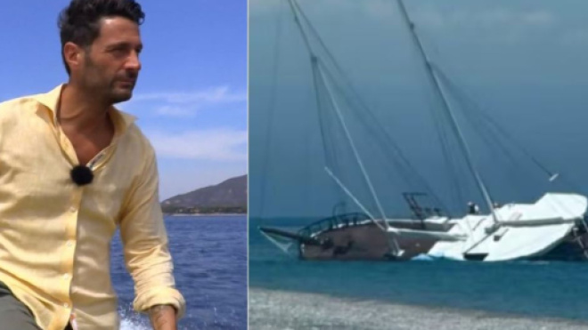 Filippo Bisciglia e il veliero di Temptation Island - screenshot © Canale 5 / Telemia.