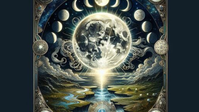 L'immagine rappresenta la carta della Luna dei tarocchi, simbolo di intuizione, associata ai Pesci. © Immagine creata con Dall-E
