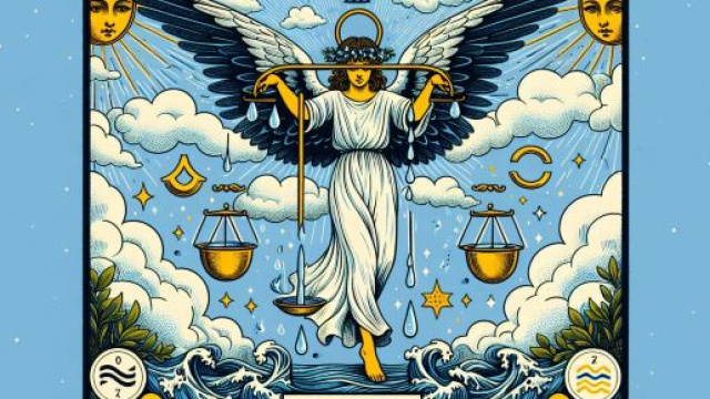 La carta della Temperanza guida l'oroscopo dell'Acquario verso equilibrio e armonia. © Immagine creata con Dall-E