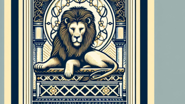 Rappresentazione della carta dei tarocchi della Forza con simbolismo leone per il segno Vergine. © Immagine creata con Dall-E