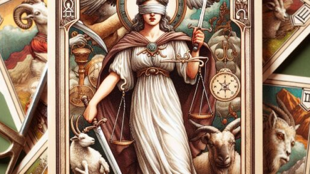 Tarocchi Giustizia connessi al Capricorno. © Immagine creata con Dall-E