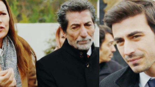 Guzide, Tarik e Dundar in una scena della serie Tradimento – Aldatmak ©.