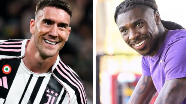 Dusan Vlahovic, attaccante della Juventus. Foto © Juventus FC. Moise Kean, attaccante della Fiorentina. Foto da © Fiorentina