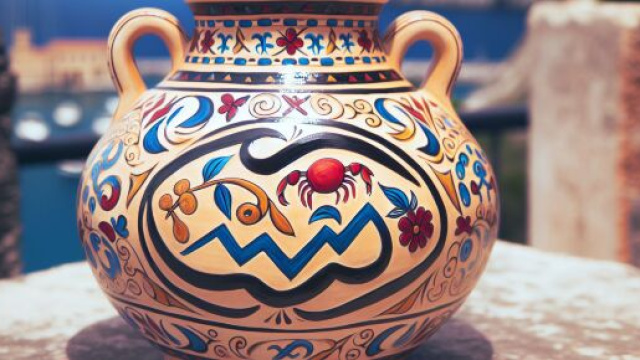 Numero 7 della Smorfia napoletana, il vaso di creta per l'Acquario. © Immagine creata con Dall-E