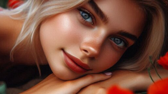 Volto sereno di donna realizzato con l'IA © Pixabay