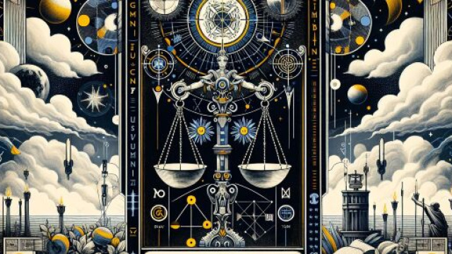 Giustizia guida i Gemelli attraverso verità e equilibrio. © Immagine creata con Dall-E