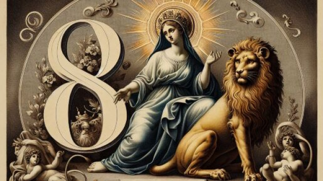 Numero 8 della Smorfia napoletana, 'a Maronna per il segno del Leone. &copy; Immagine creata con Dall-E