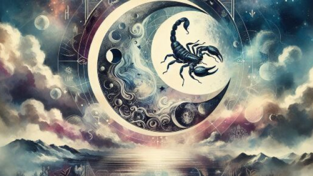 Tarocco della Luna e segno dello Scorpione nell'arcano di giovedì. © Immagine creata con Dall-E