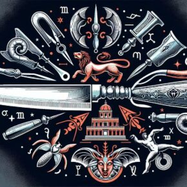 Numero 41 della Smorfia napoletana, 'o curtiello, per lo Scorpione. © Immagine creata con Dall-E