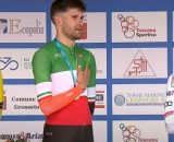 Filippo Ganna sul podio dei Campionati italiani a cronometro - © Screenshot Rai