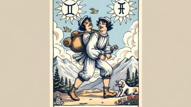 Il Matto incontra i Gemelli in un viaggio esplorativo. © Immagine creata con Dall-E