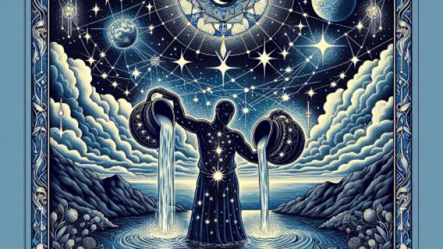 La carta dei tarocchi della Stella con il segno zodiacale del Cancro. © Immagine creata con Dall-E