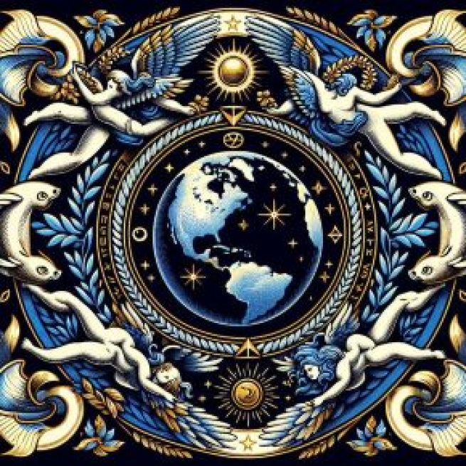 La carta del Mondo guida i Pesci verso l'unità cosmica. © Immagine creata con Dall-E