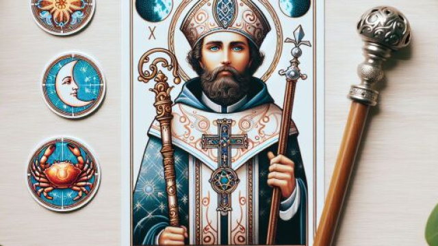 Immagine che mostra la Carta del Papa dei tarocchi associata al segno del Cancro. © Immagine creata con Dall-E