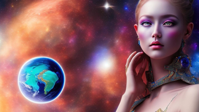 Ritratto femminile su sfondo spaziale © Immagine Pixabay.
