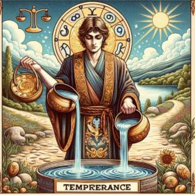 Temperanza per i Bilancia. © Immagine creata con Dall-E