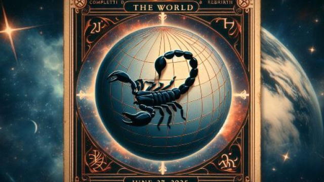 Carta dei tarocchi Il Mondo per lo Scorpione, rappresenta un ciclo di completamento e nuove possibilità. © Immagine creata con Dall-E