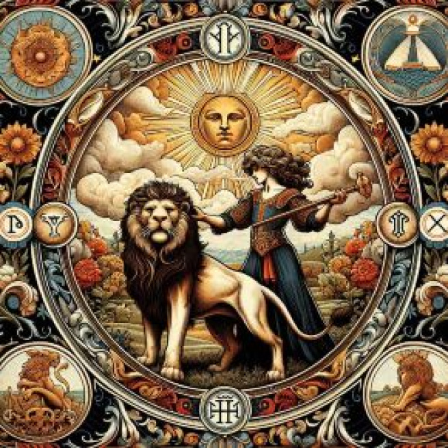 Forza, carta dei tarocchi associata a Leone. © Immagine creata con Dall-E