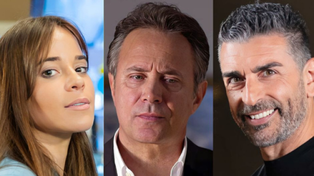 Chiara Petrone (Alessandra Masi), Eugenio Nicotera (Paolo Romano) e Pasquale De Simone (Simone Di Pasquale) – © Un posto al sole / Rai.