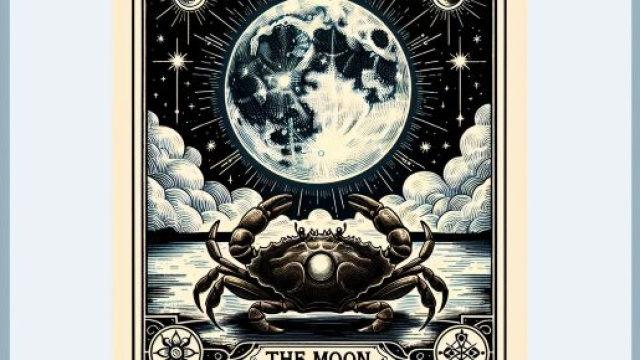 Illustrazione ispirata al segno zodiacale del Cancro e al tarocco della Luna. © Immagine creata con Dall-E