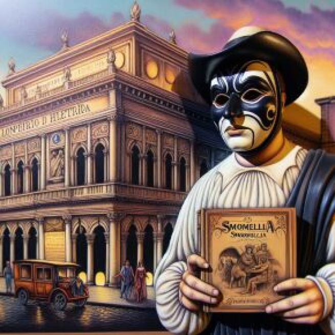 Numero 75 della Smorfia napoletana, Pulcinella, per il segno del Leone. © Immagine creata con Dall-E