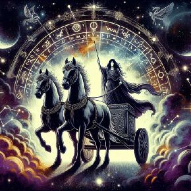 Sagittario e la carta del Carro nell'oroscopo di venerdì. © Immagine creata con Dall-E