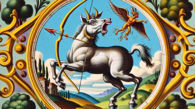 Numero 72 della Smorfia napoletana, a maraviglia per il Sagittario. © Immagine creata con Dall-E